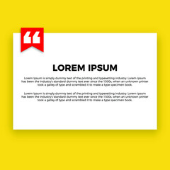 Vector quote template with text placeholder in trendy style. Paper material design style rectangular card with line frame. Ready to edit design template. Eps 10 vector illustration.