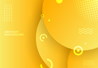 Wall Mural - abstract background yellow color circles geometric element design with dot halftone pattern decorati