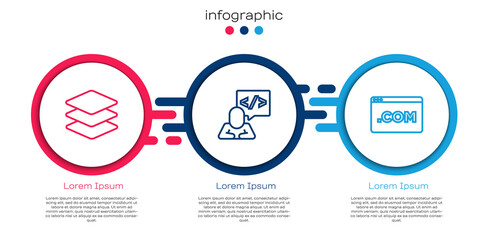 Set line Layers, Front end development and UI or UX design. Business infographic template. Vector