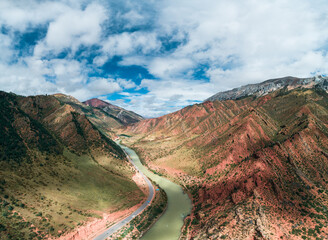 Wall Mural - Aerial photography of mountains and clouds along the Yunnan-Tibet route