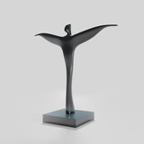 Fototapeta  - Abstract Statue 3D Model, Bird Shape , Metal Structure (3D Render)