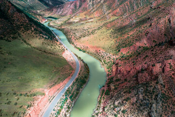 Wall Mural - Aerial photography of colorful mountains and rivers along the Yunnan-Tibet route