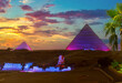 Pyramids in the night lights