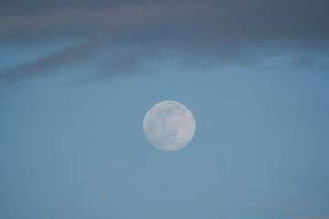 Wall Mural - Big Moon with some clouds and blue sky at the afternoon