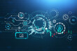 © ImageFlow - Circle hologram of digital interface with globe and candlestick