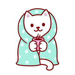 Wall Mural - Cute cartoon cat in blanket