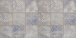Seamless gray white blue bright vintage retro geometric square mosaic motif cement tiles texture background