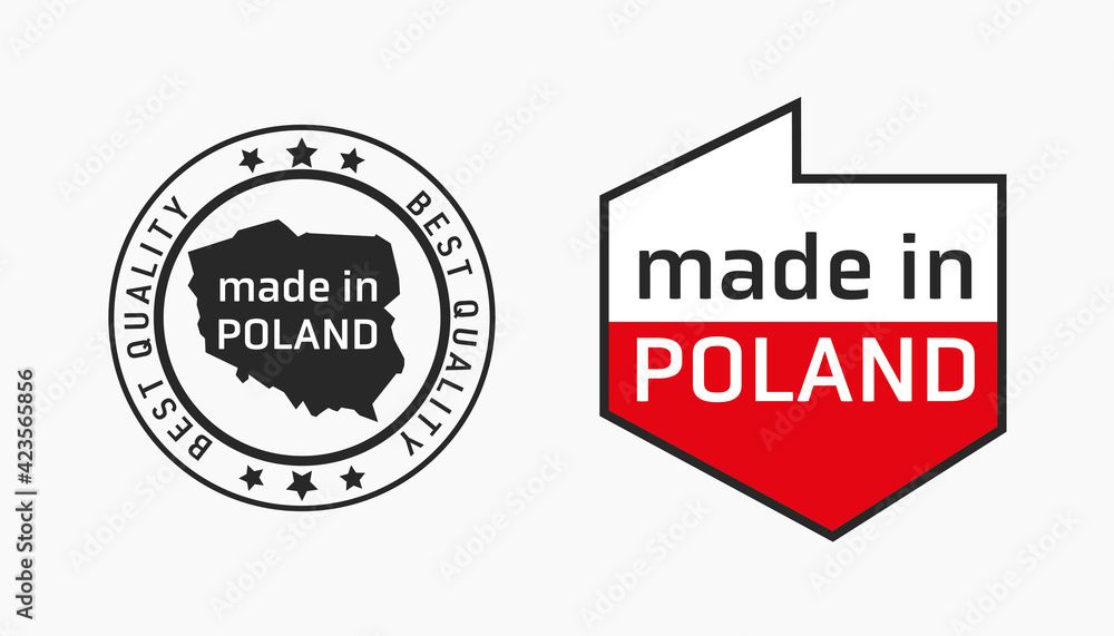mapa Polski flaga wyprodukowano w polsce PRODUKT POLSKI made in poland znak ikona symbol na opakowania - obrazy, fototapety, plakaty 