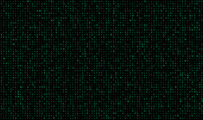 Code green background with numbers. Digital data design. Pattern network concept. Abstract technology banner. Vector illustration.