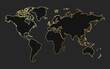 dark world map with gold line premium business background