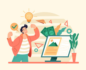 Wall Mural - internet inspiration for good bsiness start up fresh idea investment. flat illustration graphic desi
