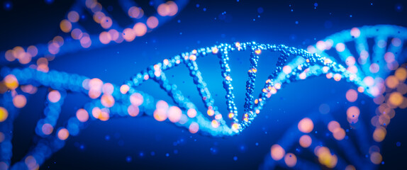 Wall Mural - dna digital. study of gene structure of cell. molecule structure. genetic engineering of the future.