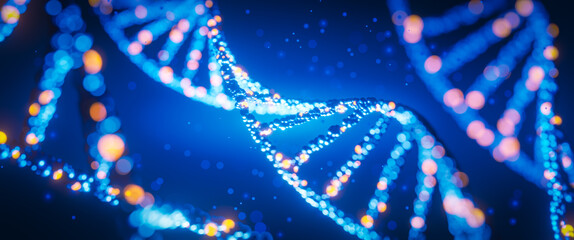 Wall Mural - dna digital. study of gene structure of cell. molecule structure. genetic engineering of the future.