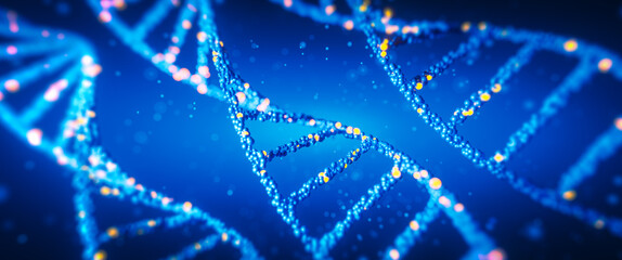 Wall Mural - dna digital. study of gene structure of cell. molecule structure. genetic engineering of the future.