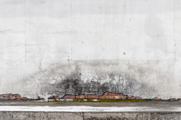 Wall Mural - Interior with concrete floor and old red brick wall