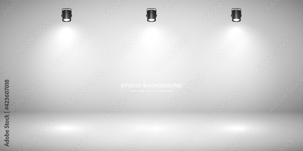 Empty gray studio abstract background with spotlights. Product showcase ...