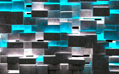 Wall Mural - abstract image of cubes background.3d illustration.squar and blocks design