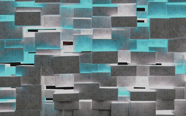 Wall Mural - abstract image of cubes background.3d illustration.squar and blocks design