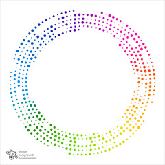 Canvas Print - Colourful halftone ring. Vector graphics. Rainbow background.