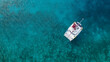 Aerial view of Catamaran in Caribbean Water