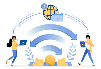 Wall Mural - Banner vector design of wifi for communication technology and internet networks data transfer. Illustration concept be use for landing page, template, ui ux, web, mobile app, poster, banner, website