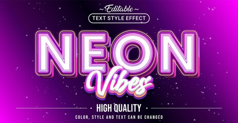 Wall Mural - editable text style effect - neon vibes text style theme.