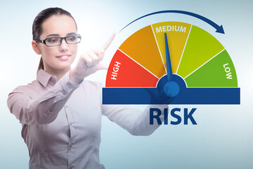 Wall Mural - Businesswoman in risk metering and management concept