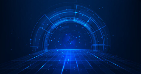 Poster - Technology background.Futuristic digital technology concept background. dark blue background with various technology.Virtual 3d Illustration.