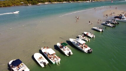 Wall Mural - Indian River Jupiter Florida sand bar with people and boats on the weekend