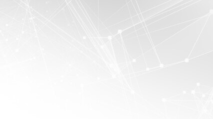 Wall Mural - abstract white gray polygon tech network with connect technology background. abstract dots and lines