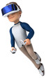 © Julien Tromeur - Fun 3D illustration of a cartoon kid with a VR helmet