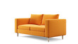 Modern orange textile sofa on isolated white background. Furniture for modern interior, minimalist design.