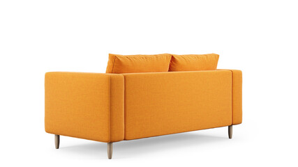 Wall Mural - Modern orange textile sofa on isolated white background. Furniture for modern interior, minimalist design.