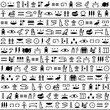 Ancient egyptian hieroglyph seamless pattern. Pharaoh papyrus. Old Egypt culture. Black line design set with historical script icons, text symbols. Ornamental letter art. Vector illustration isolated