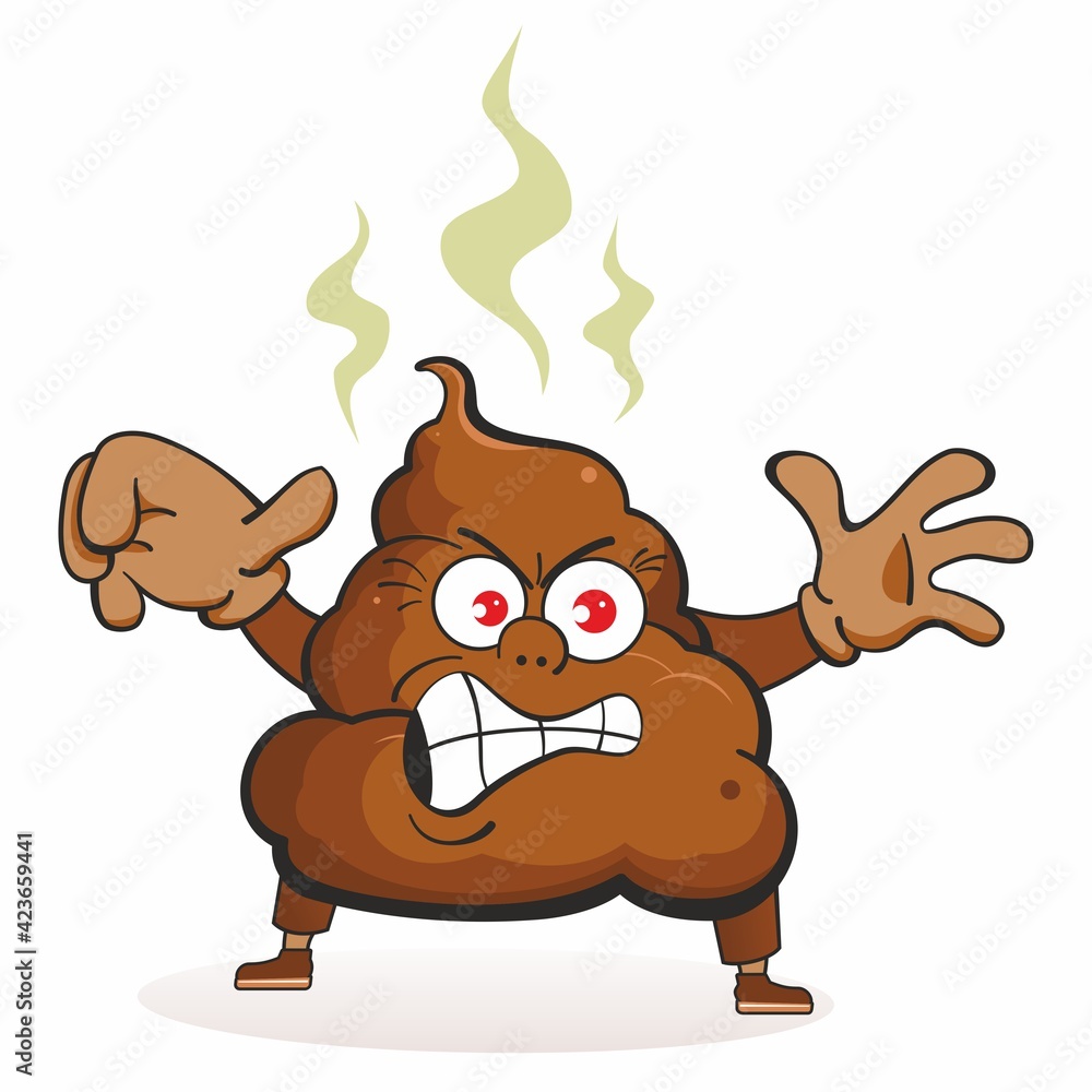 Angry poop. Funny Poop Cartoon Character. Face stinky poop shit emoji ...