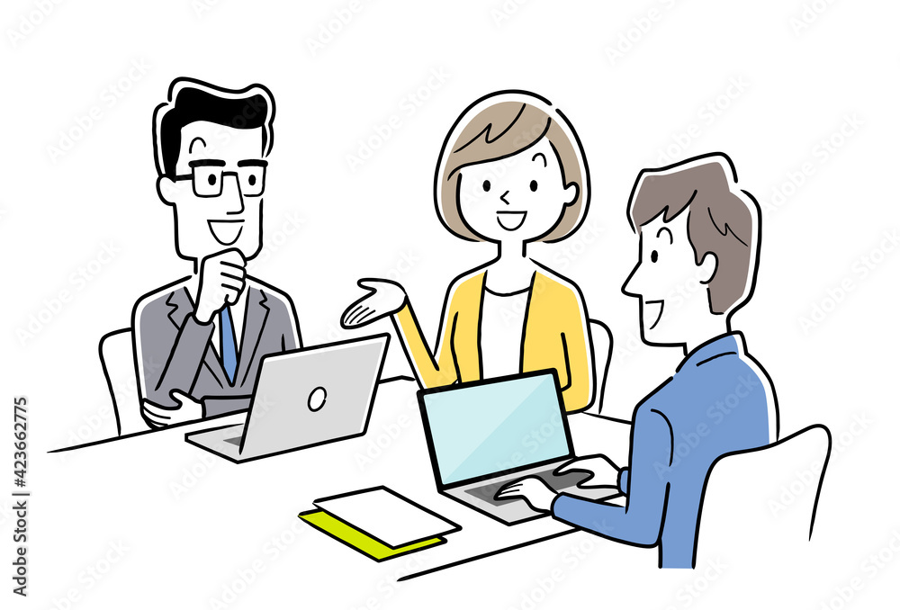 ベクターイラスト素材 打ち合わせをするチーム ビジネスシーン Wall Mural ケイーゴ K ベクターイラスト素材 打ち合わせをするチーム ビジネスシーン Wall Mural ケイーゴ K