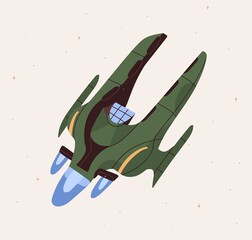 Wall Mural - futuristic fantasy spacecraft flying in outer space. flight of intergalactic spaceship. spaceflight 