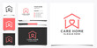 © Dece Std - Home care logo design template with creative love concept and business card. Logo design inspiration, illustration Premium Vector