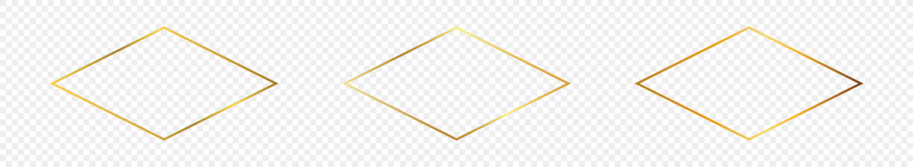 Gold glowing rhombus  shape frame