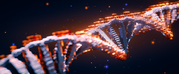 Wall Mural - dna digital. study of gene structure of cell. molecule structure. genetic engineering of the future.