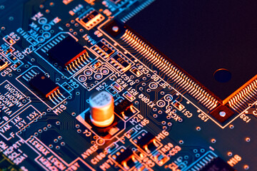 Canvas Print - Electronic circuit board close up. 