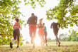 canvas print picture - Laufgruppe beim Trimm dich Jogging in der Natur