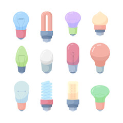 Wall Mural - electricity bulbs. idea concept symbols lights icons garish vector bulbs illustrations
