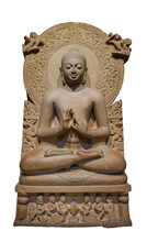 The Buddha Statue Preaching His The First Sermon On White Background