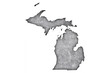 Karte von Michigan auf verwittertem Beton