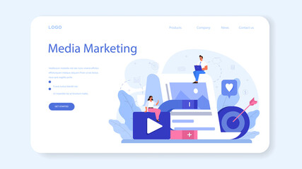 Wall Mural - interaction with a customer web banner or landing page. marketing technique
