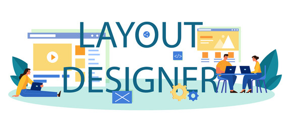 Layout designer typographic header. Web development, mobile app