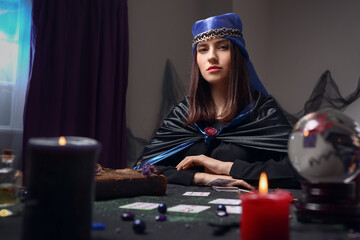 Wall Mural - Female fortune teller reading future