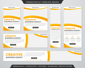 Wall Mural - multipurpose promotion kit template design with modern style and concept use for business display ad