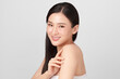 © kitthanes  - Beautiful young asian woman with clean fresh skin on white background, Face care, Facial treatment, Cosmetology, beauty and spa, Asian women portrait